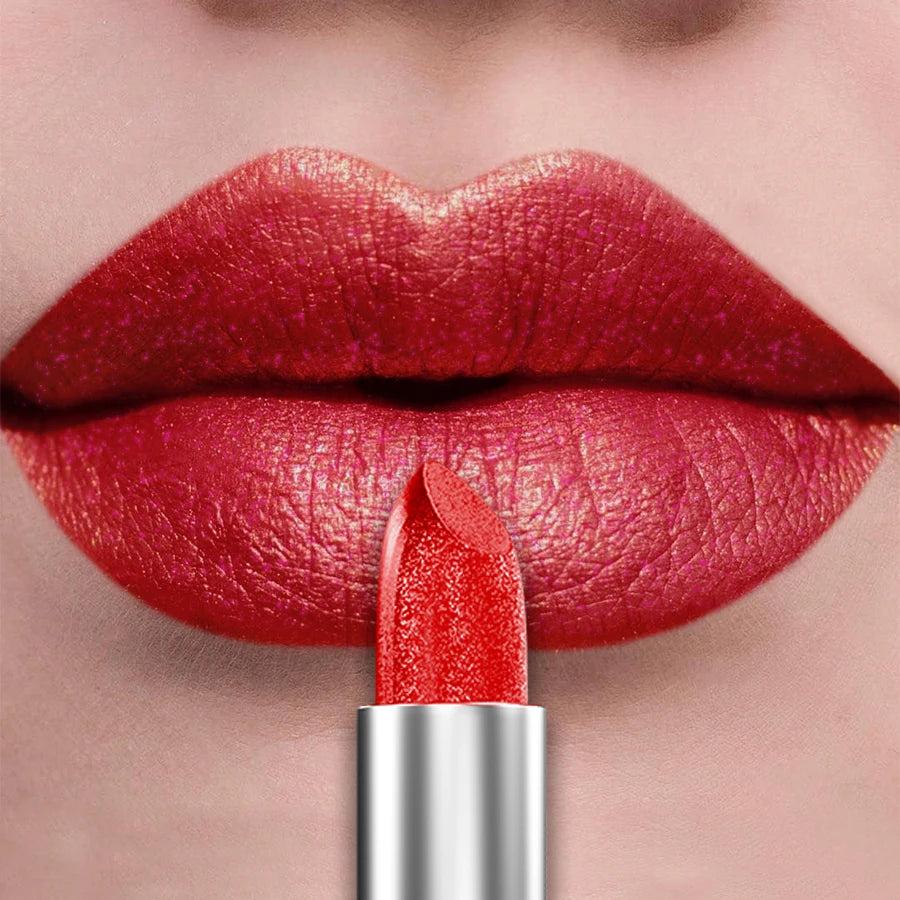 KAFURUX 21-Color Glitter Metallic Lipstick | Pearlescent Lip Tint