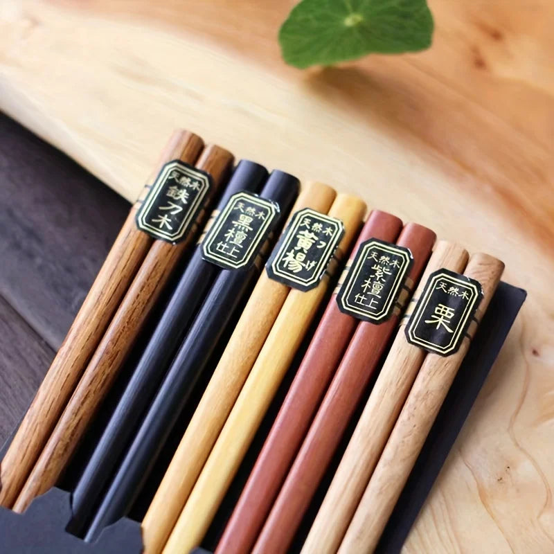 5 Pairs Reusable Chinese Wooden Chopsticks Natural Wooden Chopsticks Tableware Pizza noodle tools 5 colorsr Chinese Bag Oasis Select 5 Pairs Chopsticks