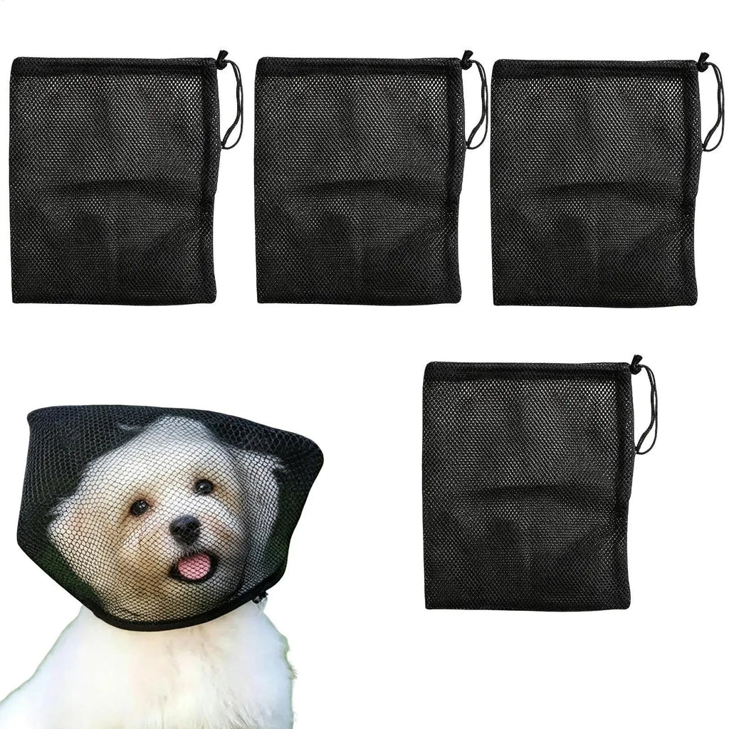 4Pcs Adjustable Dog Protective Mask Breathable Mesh Pet Protective Veil Portable Mosquito Proof Mask Outdoor Pet Face Guard Oasis Select