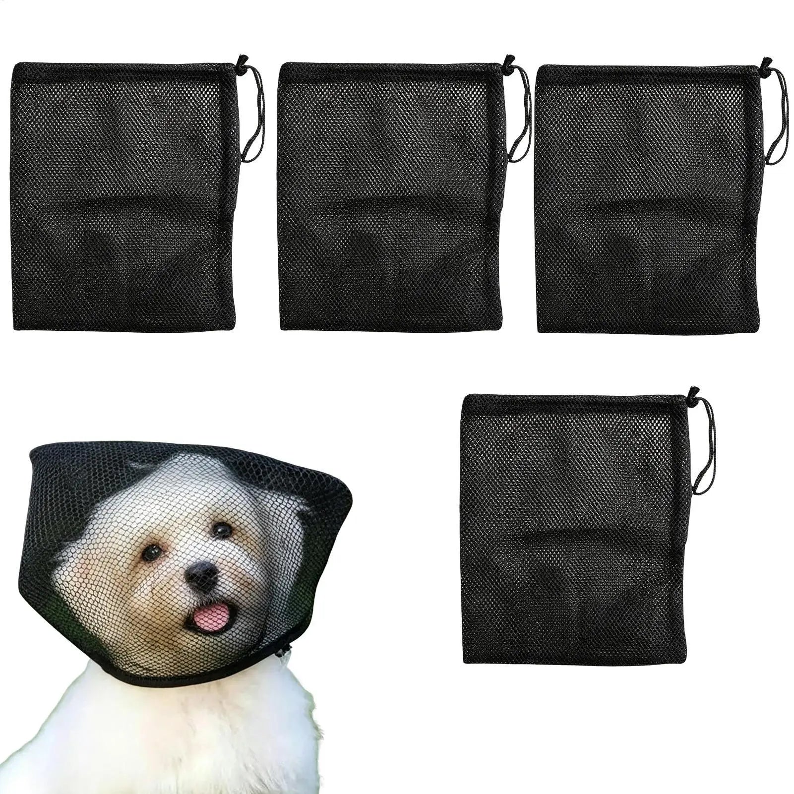 4Pcs Adjustable Dog Protective Mask Breathable Mesh Pet Protective Veil Portable Mosquito Proof Mask Outdoor Pet Face Guard Oasis Select