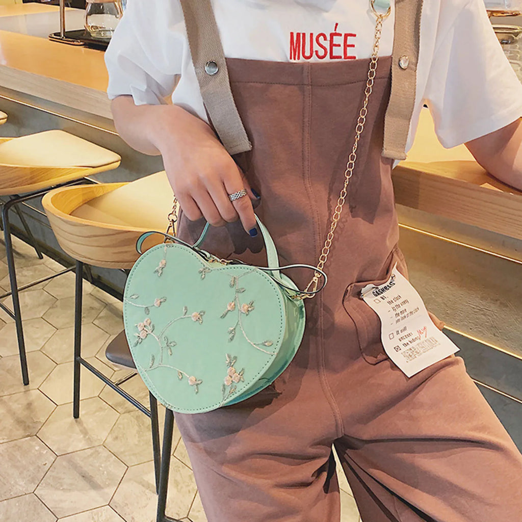 Women Sweet Crossbody Bag PU Leather Handbags with Lace & Flower Pattern for Commuting Business Travel Oasis Select
