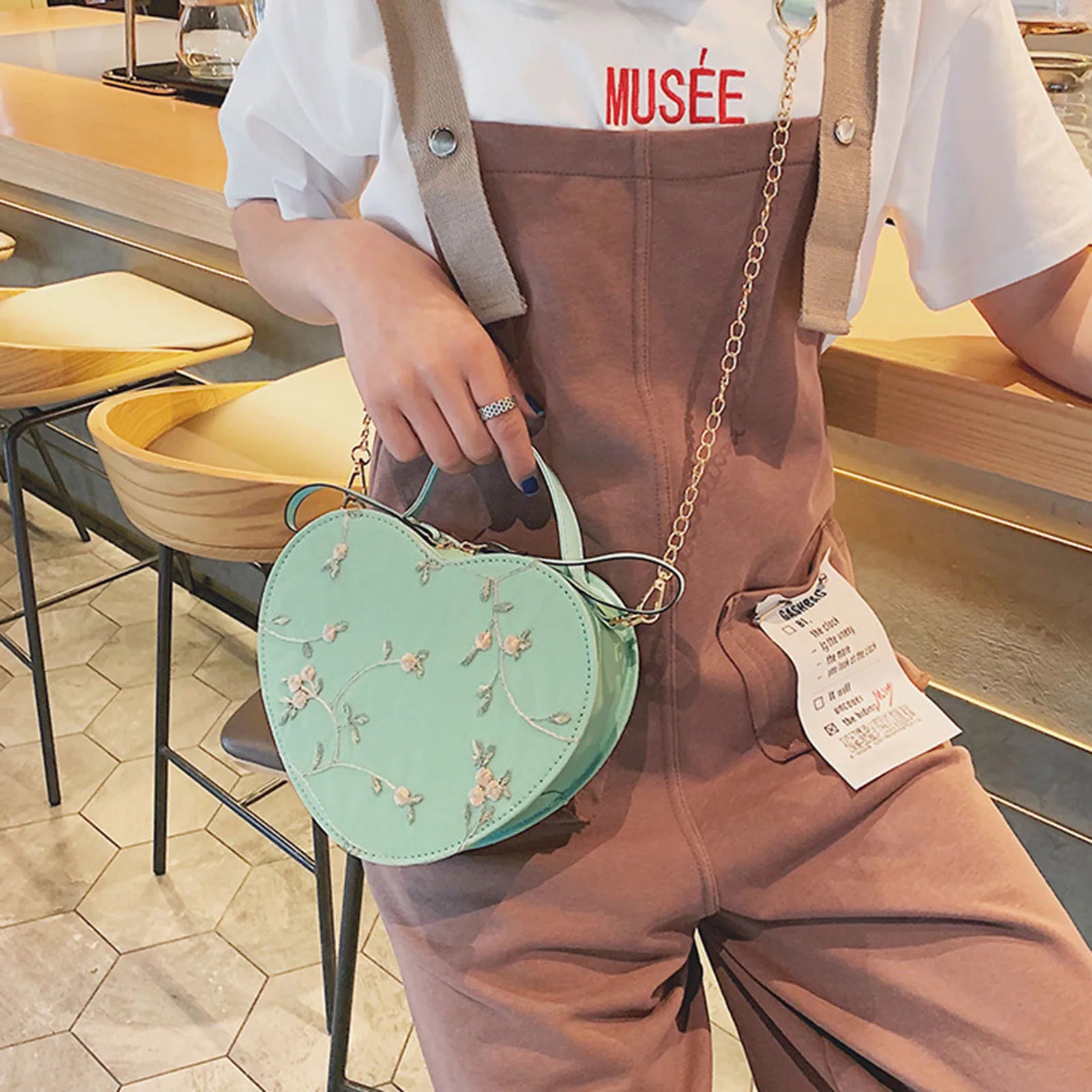 Women Sweet Crossbody Bag PU Leather Handbags with Lace & Flower Pattern for Commuting Business Travel Oasis Select