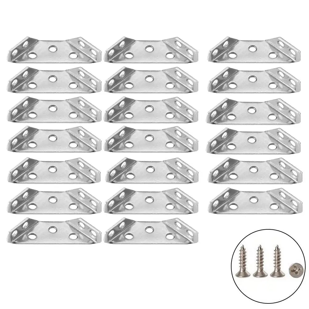 4/10/20pcs Stainless Steel Corner Brackets 90° Angle Three-sided Support Thickened Universal Furniture Fixed Bracket Connector Oasis Select 20pcs