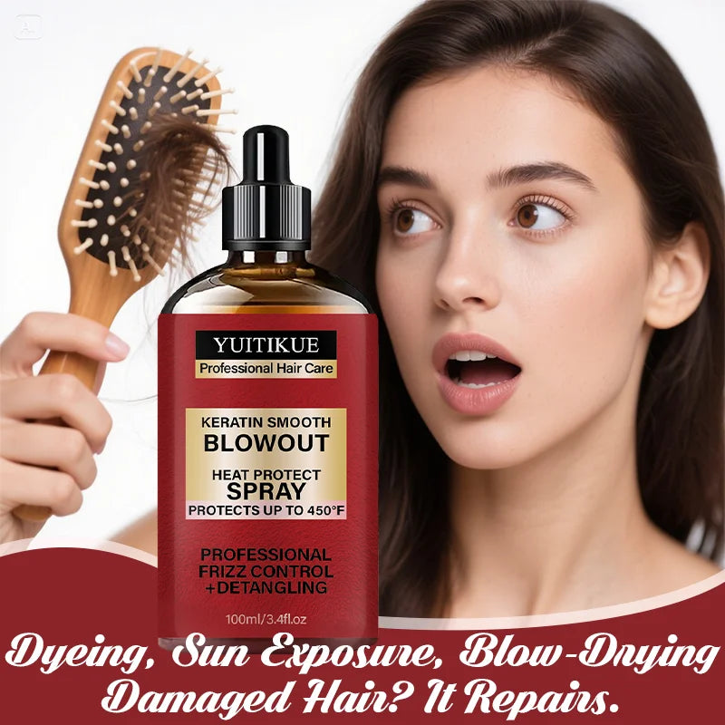 Keratin Heat Protect Spray 450°F – Frizz Control & Detangling