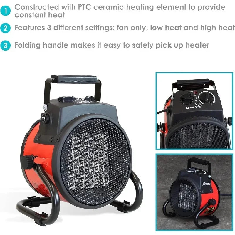 Portable Ceramic Electric Space Heater Thermostat Air Warmer Radiator Room Fast Heat Auto Shut-Off Safety Feature 2000W 3000W Oasis Select