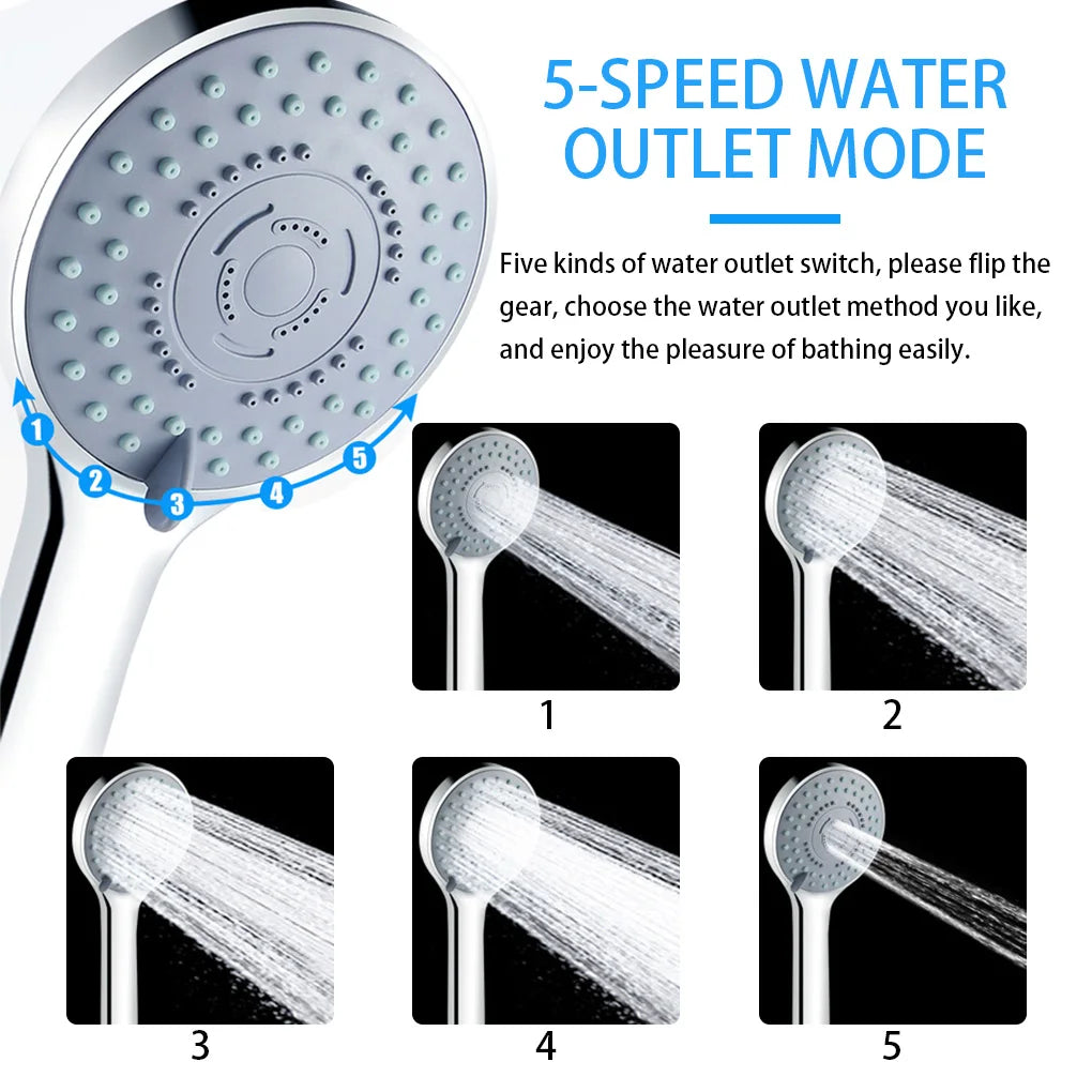 5-Mode Handheld Shower Head Set with Hose & Bracket