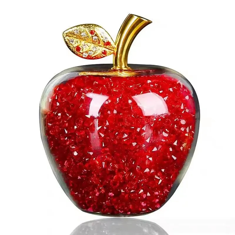 Colorful Crystal Craft Apple Statue Glitter Glass Crystal Home Decor Christmas Eve Ornaments Gift Christmas Eve Ornaments Home Oasis Select red