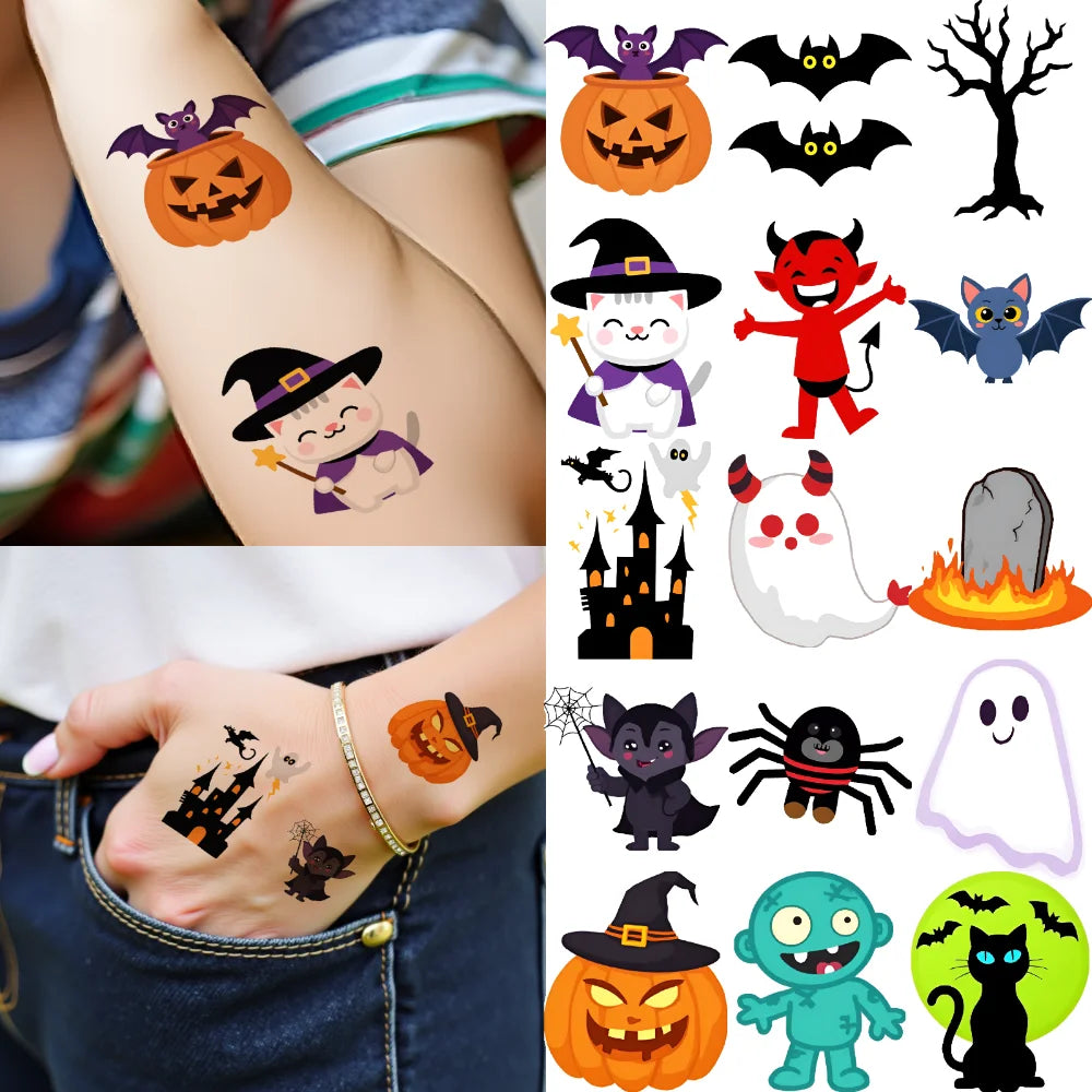 63-Piece Spooky Temporary Tattoo Stickers – Waterproof Halloween