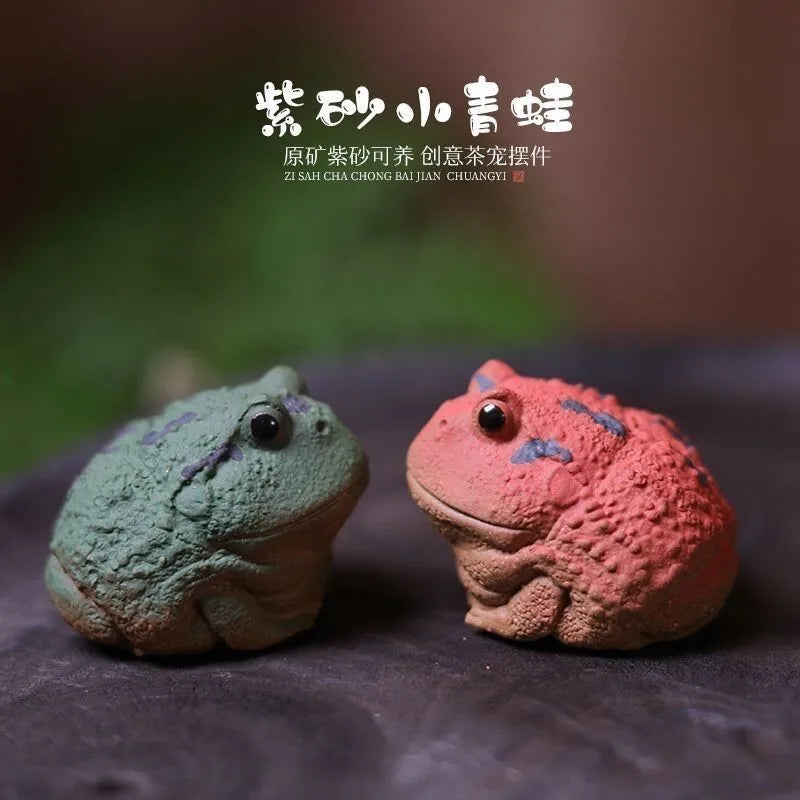 Zisha Tea Pet Small Horned Frog Premium Nurturable Wealth-Attracting Frog Tea Play Fish Tank Landscaping Decoration Tea Oasis Select