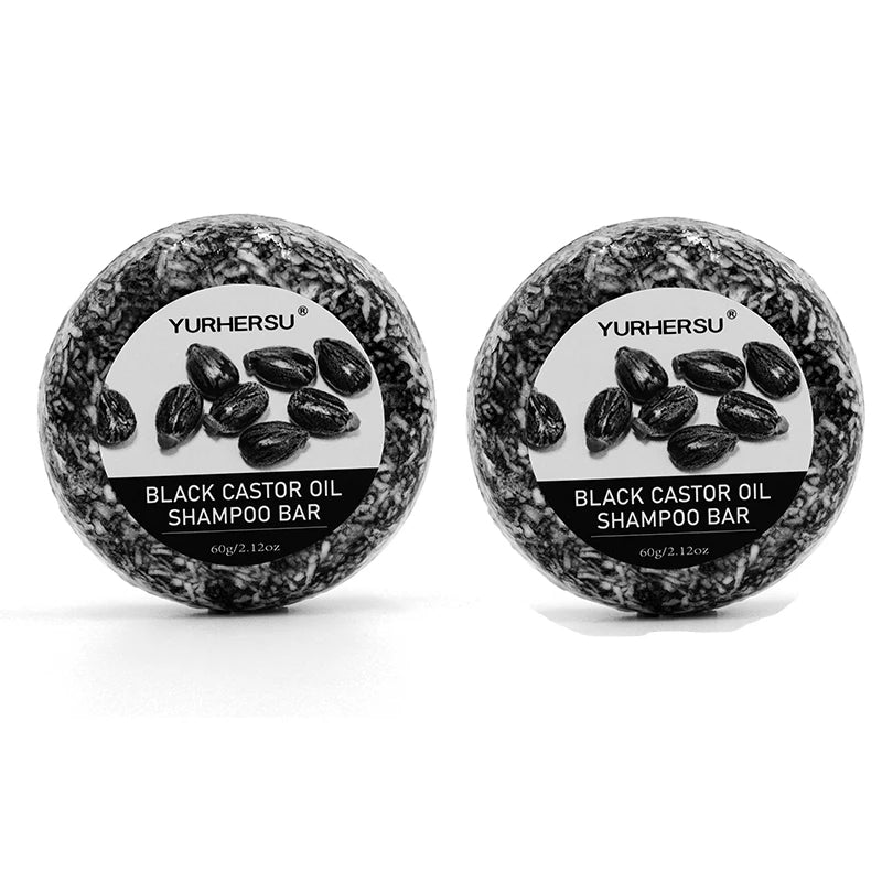 60g Black Castor Shampoo Bar 2-in-1 Shampoo and Conditioner, made with castor extract, nourishes and cares for all hair types. Oasis Select 2 pcs