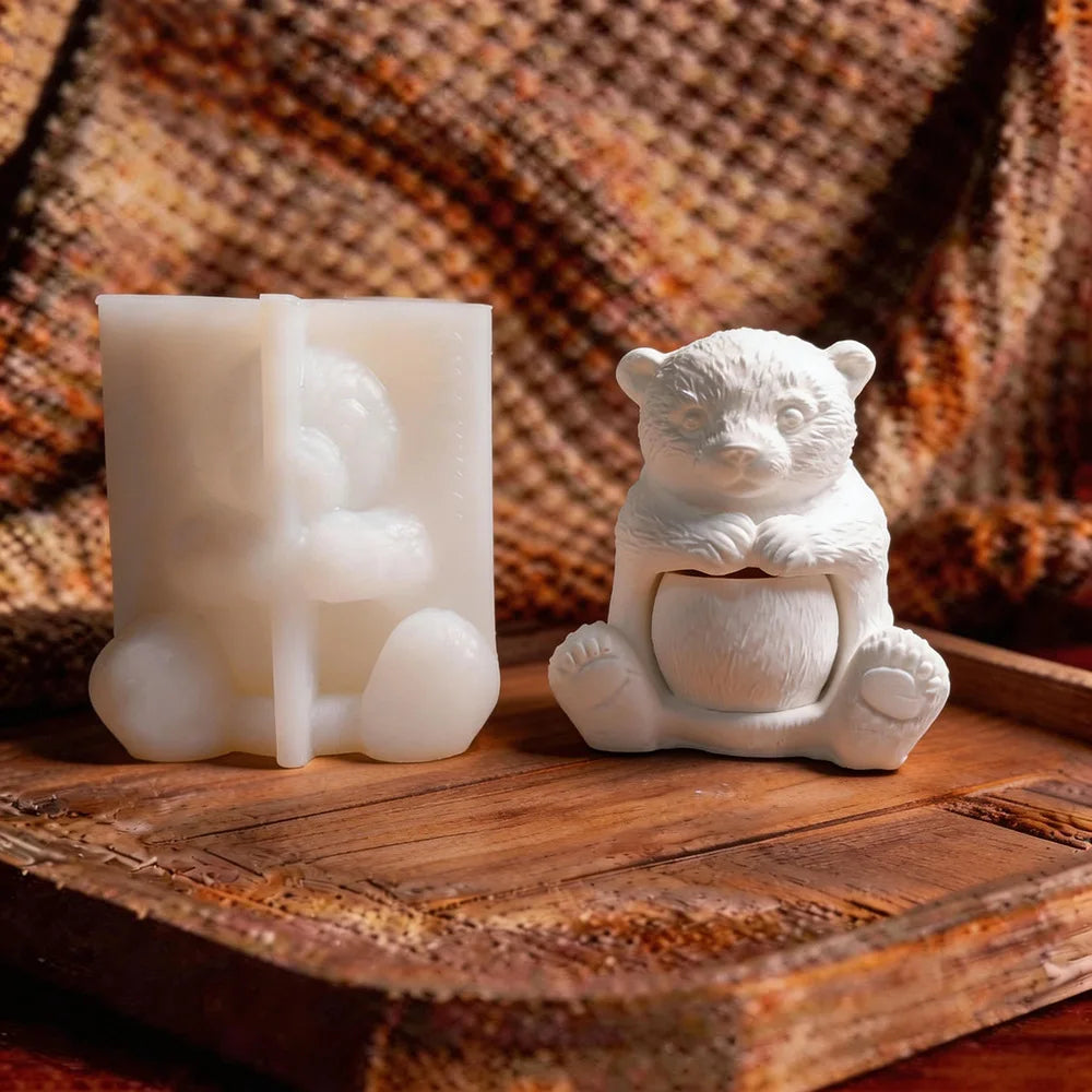 Diy Simple Bear Plaster Decoration Decoration Silicone Mold Can Be Filled With Candle Striped Candlestick Epoxy Mold Oasis Select