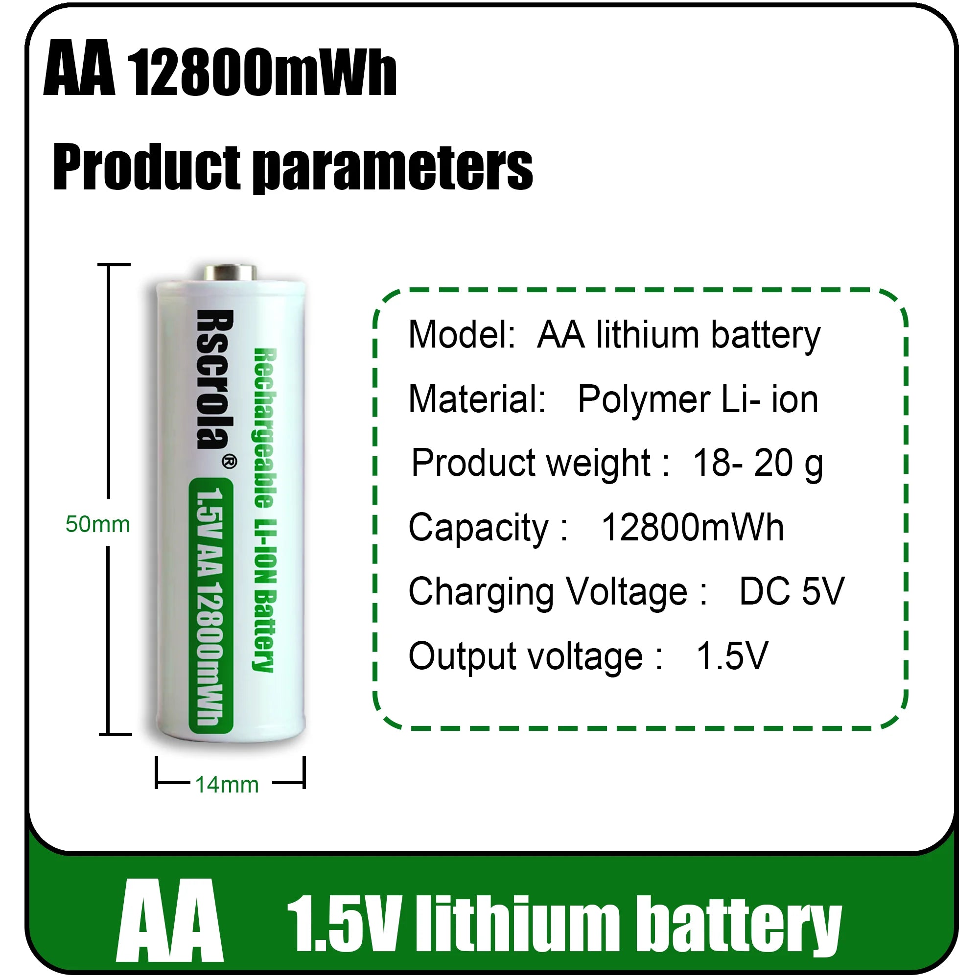 Universal Rechargeable 1.5V AA 12800mWh Lithium ion Battery Fast charging with Charger for Camare Clock Mouse Fan Electric Toys Oasis Select