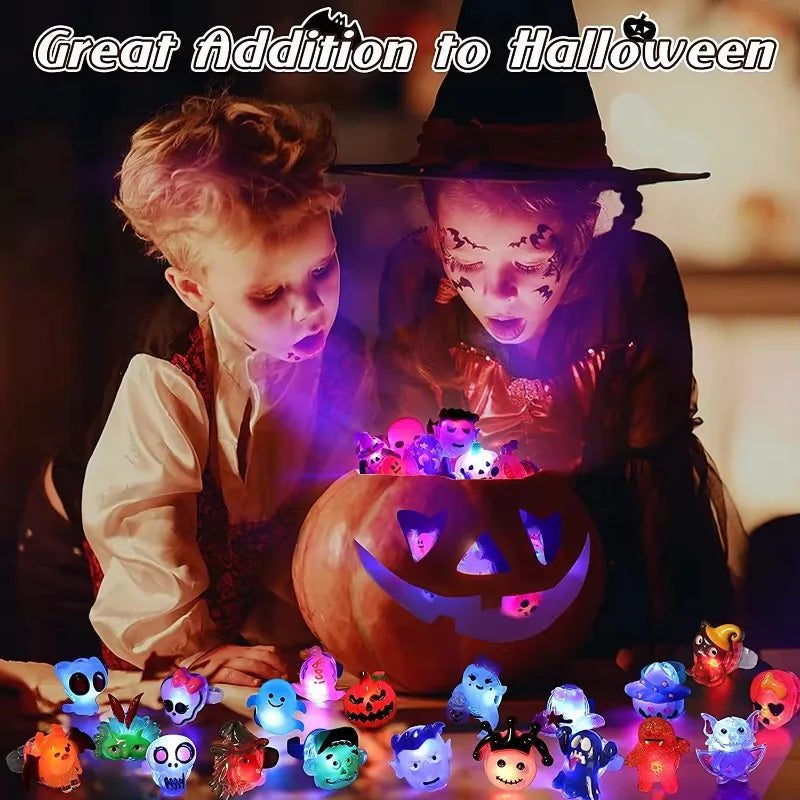 50-200PCS Halloween Glow Pumpkin Ring Cartoon Finger Light for Party Favor Small Gift Spooky Fun Night Rave Accessory Oasis Select