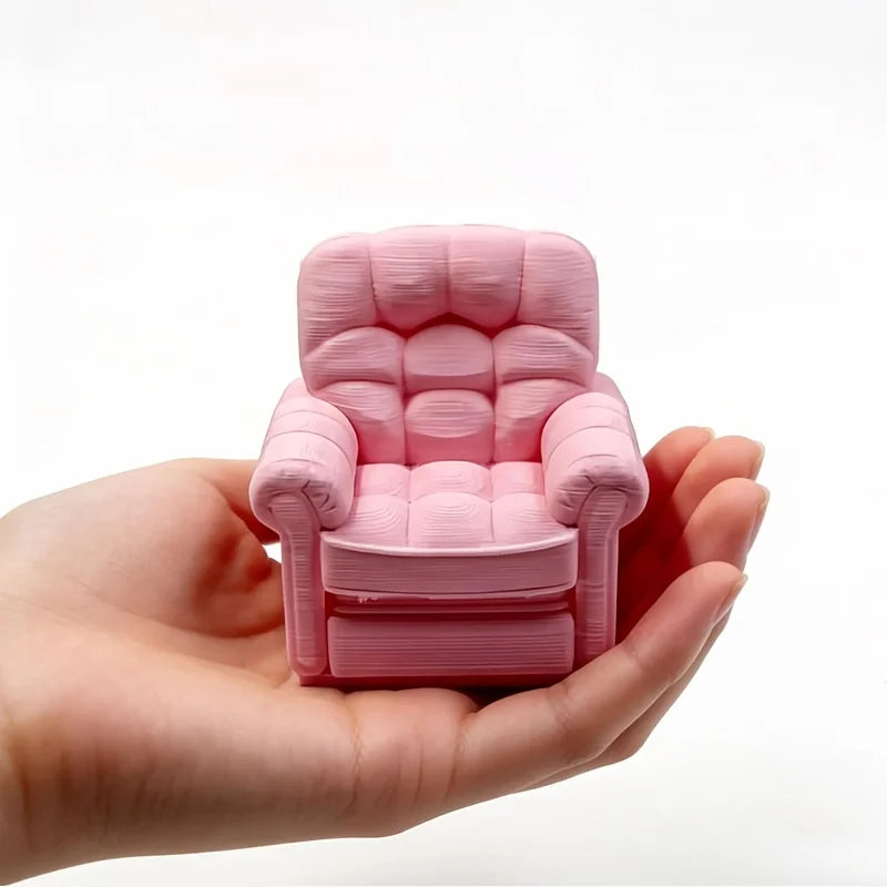 1:12 Retro Miniature Recliner Chair 3D Printing Diy Dollhouse Sofa Mini Dollhouse Living Room Furnitures Decor Accessories Gifts Oasis Select