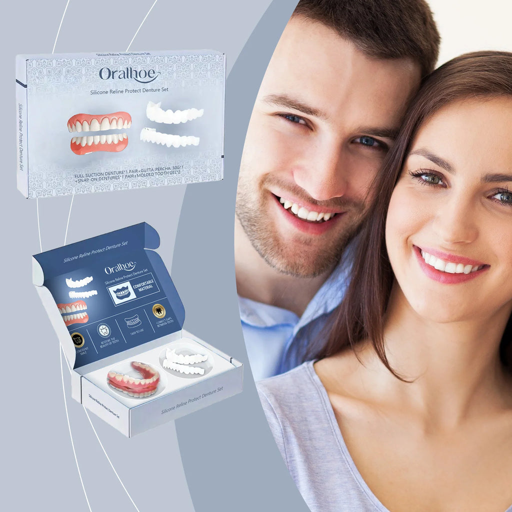 Adjustable False Teeth Kit Temporary Whiten Denture Upper Lower Veneers Comfortable Braces Natural Portable Silicone Fake Teeth Oasis Select