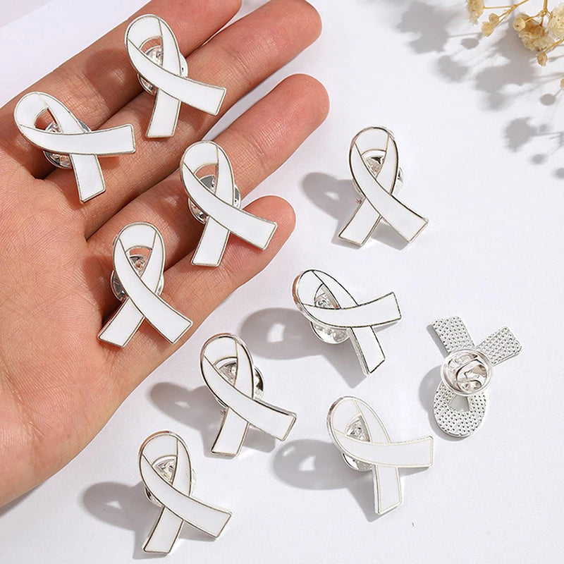 5/10Pcs Women Jewelry Enamel Black White Ribbon Brooches Pins Surviving Breast Cancer Awareness Hope Lapel Buttons Badges Oasis Select