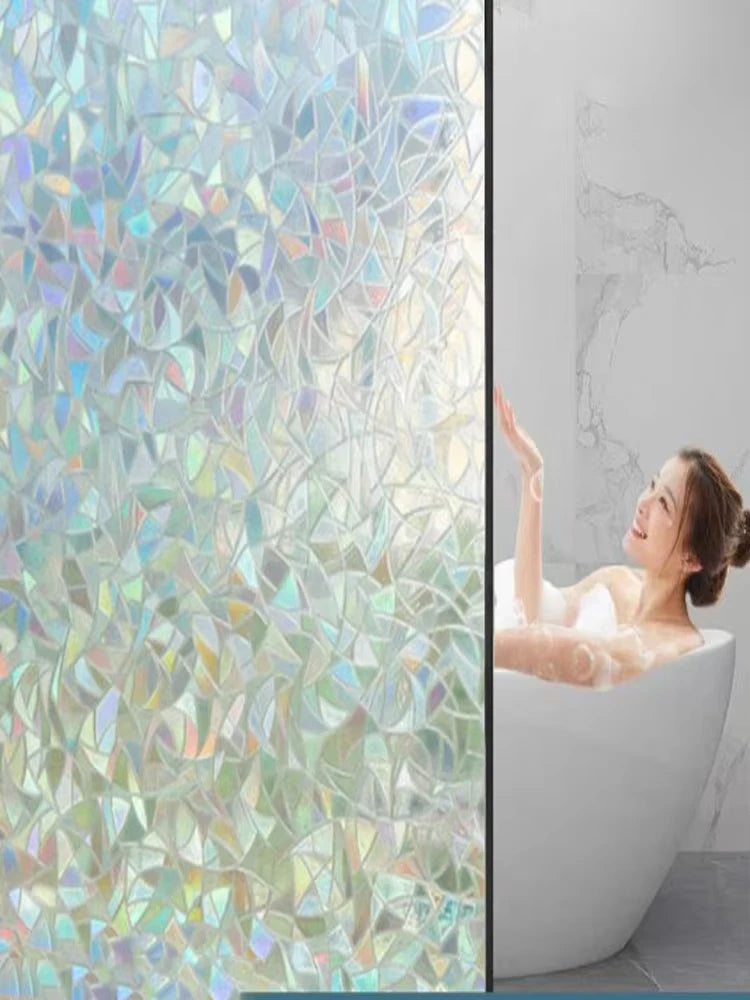 Colorful Crescent Geometric Privacy Window Film – Static Cling Decorative Window Film Oasis Select