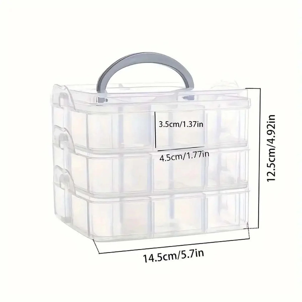 Stackable 3-Tier Plastic Storage Box Adjustable Compartment Toy Container Clear Jewelry Sundries Organizer Home Storage Supplies Oasis Select 1pc