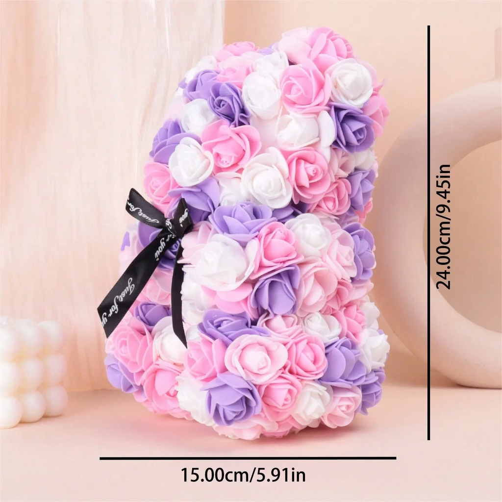 1 Multicoloured Rose Bear Realistic Foam Rose Flower Bear Christmas/Valentine's Day/Mother's Day/Anniversary/Wedding Gift Oasis Select