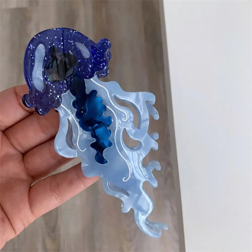 1Pcs New Shark Jellyfish Hair Clip Acetate Labge Marine Life Hair Claw Summer Beach Colorful Hair Accessories Women Girls Oasis Select
