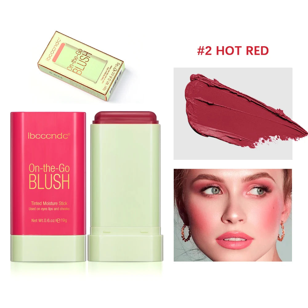 Make Up Functional Blush Stick Easy Color Rouge Blusher Cream Waterproof High Color Rendering Brightening Skin Tone Hot Oasis Select red