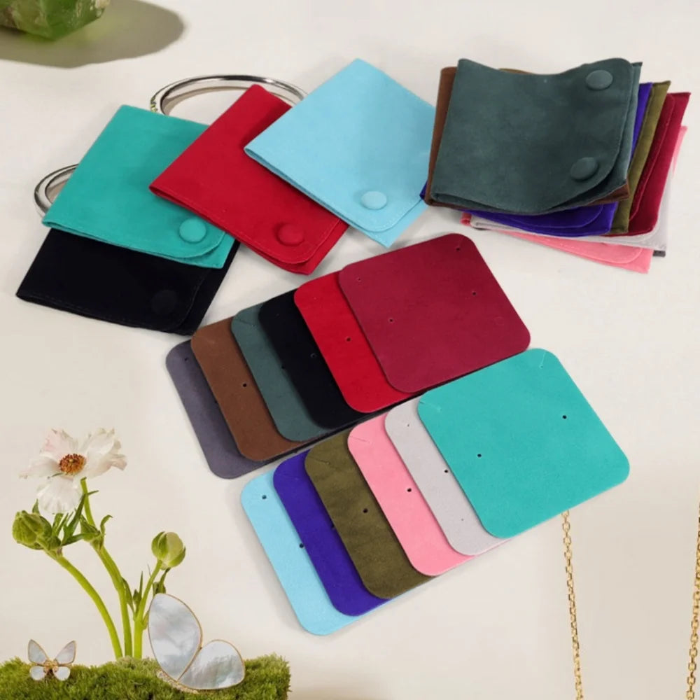 1pcs Jewellery Pouch Packaging Bag Soft Velvet Snap Button Gifts Packing Bag For Storing Rings Bracelets Necklace Accessories Oasis Select