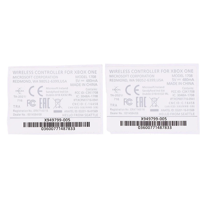 Xbox One & One S Controller Seal Stickers Black & White 2pcs