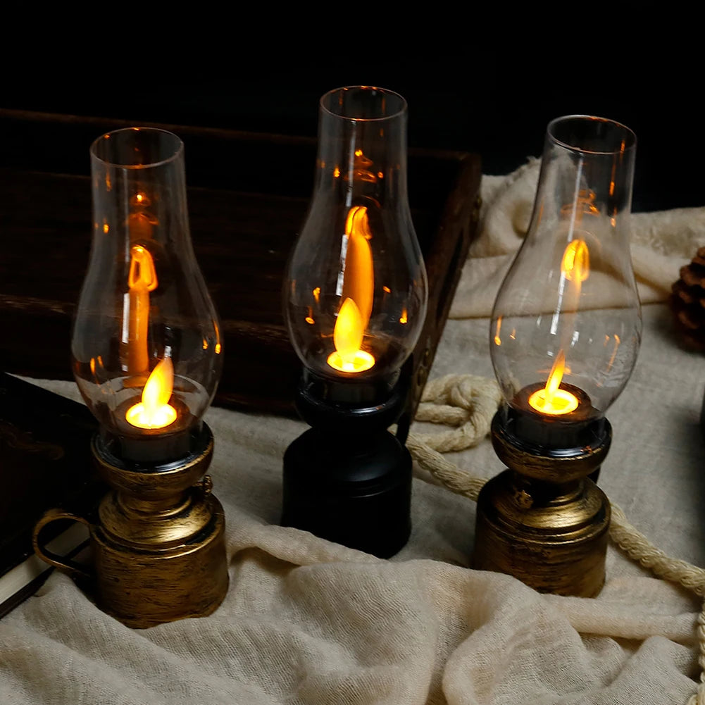 Vintage Flameless LED Oil Lamp | Antique Kerosene Décor Decorative Table Lamp Oasis Select
