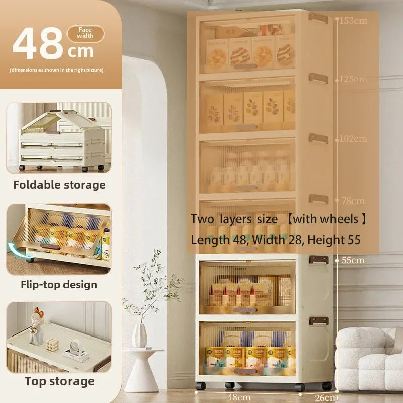 Multi-functional Simple Folding Storage Cabinet Plastic Multi-layer