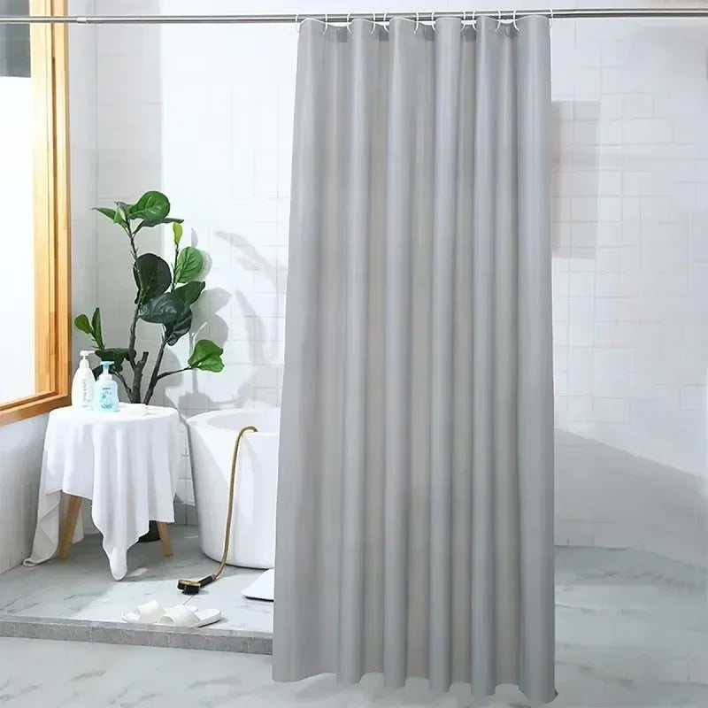 PEVA Waterproof Shower Curtain Mildew Bathroom Solid Curtain Wave Window Tulle Home Luxury with Hooks Heavy S Fold Wavy Shower Oasis Select