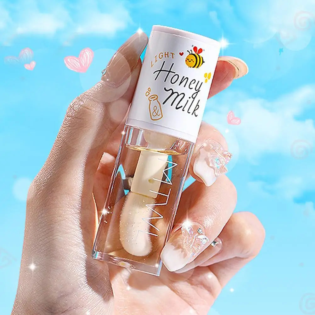 Korean Kawaii Lip gloss Honey Peach Lip Oil Long Lasting Non-sticky Moisturizing Vitamin E Lip Tint Lip Plumper Lip Care Serum Oasis Select