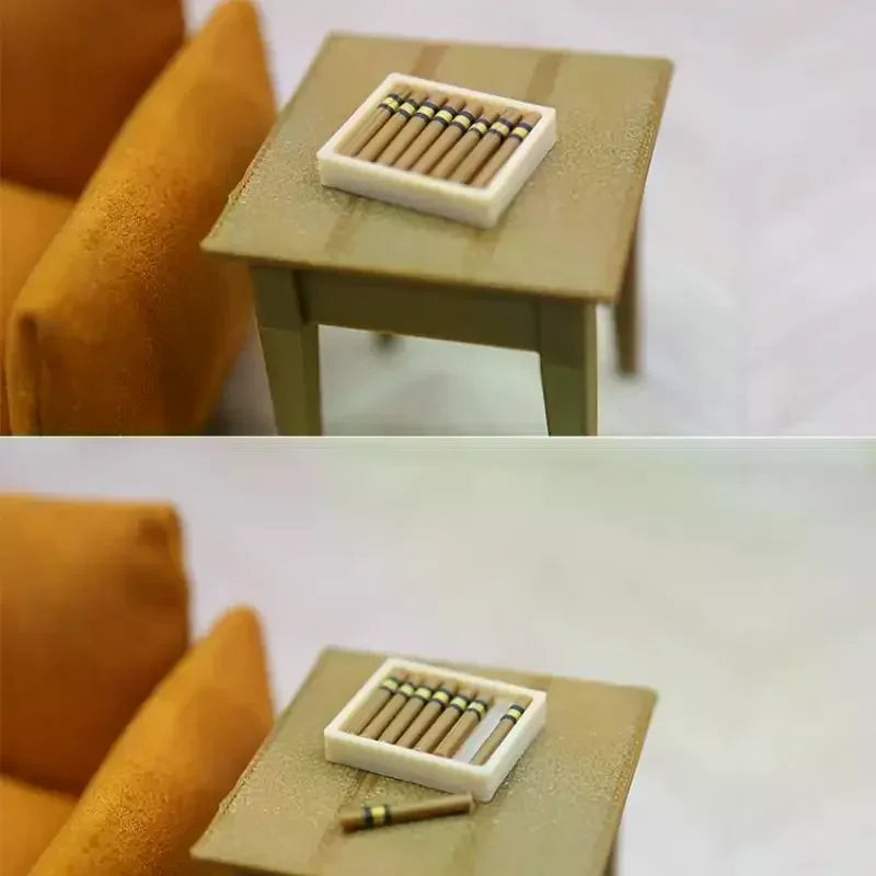 Pretend Play Miniature Cigar Ashtray Set, 1/12 scale Dollhouse Cigarette Ornament Decor Oasis Select