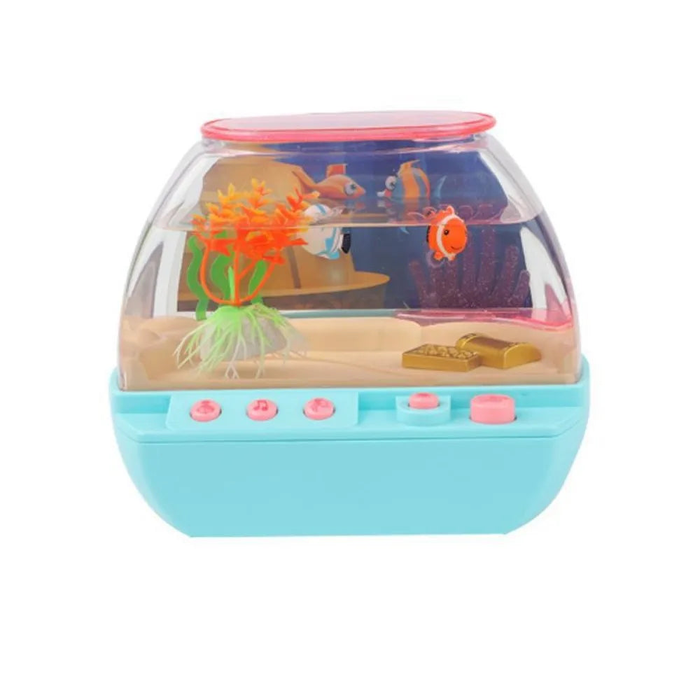LED Mini Fish Tank Toy with Music & Fishing Game | Desktop Kids Aquarium Toy Oasis Select Blue