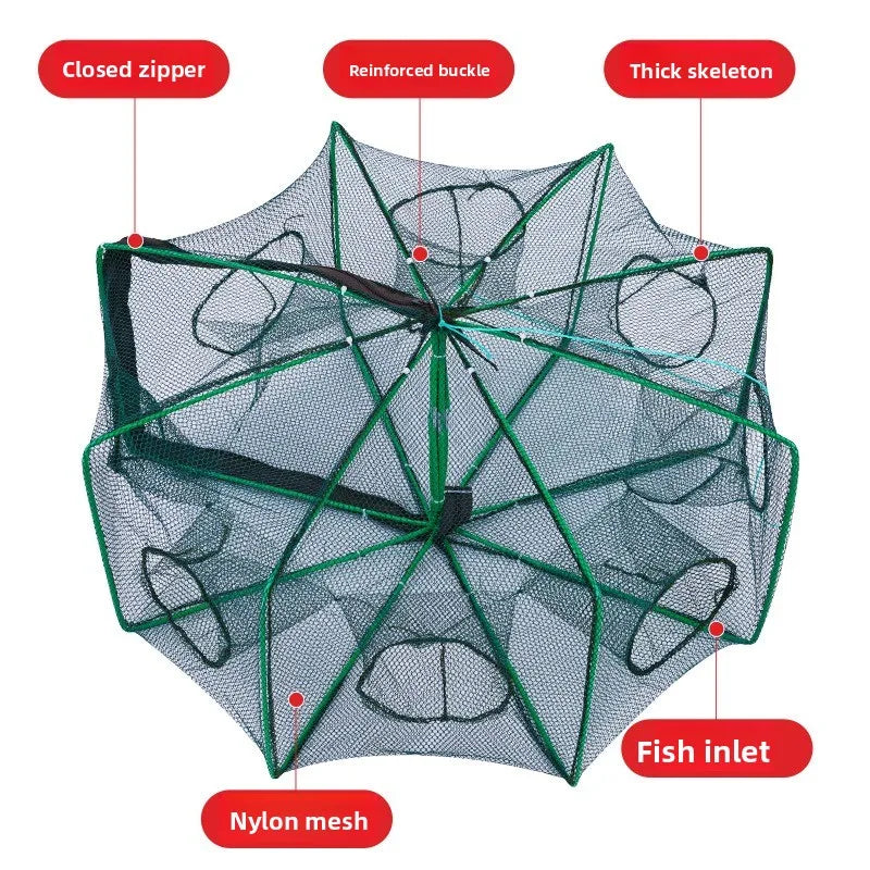 Collapsible Fishing Trap Portable Lightweight Fishing Basket Foldable Crab Cage for Riverbed Coastal Fishing Accessories Oasis Select