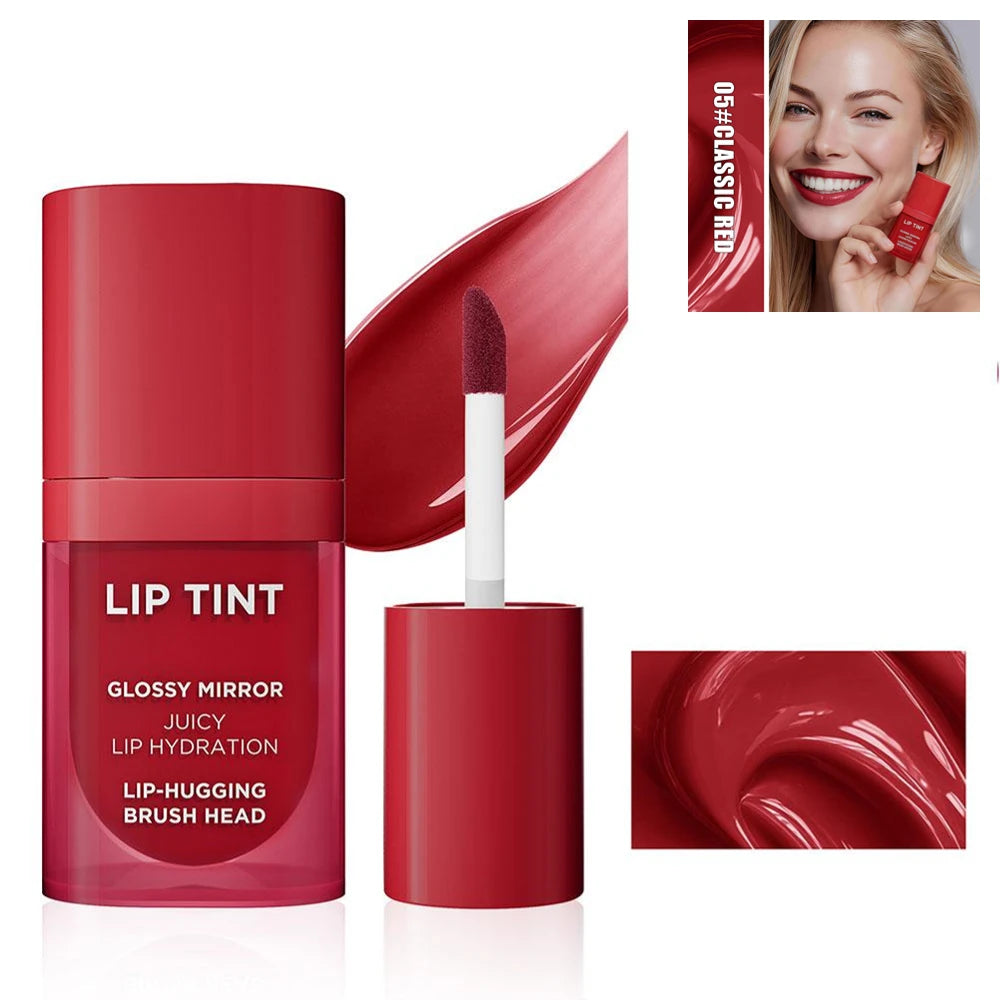 6 Colors Glossy Mirror Juicy Lip Tint Waterproof Non-stick Cup Long Lasting Moisturizing Lipstick High Shiny Lip Gloss Cosmetics Oasis Select CLASSIC RED