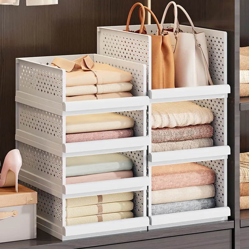 Drawer type clothes clothing storage box foldable pull-out wardrobe layered baffle pull basket layered pants storage box Oasis Select