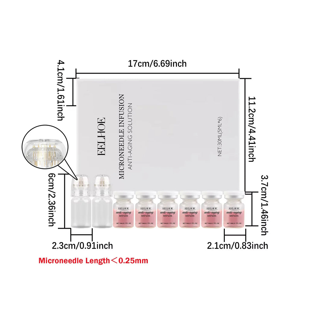 Eelhoe Microneedle Roller & Anti-Aging Serum Set – 8 Piece Microneedle Serum Set Oasis Select