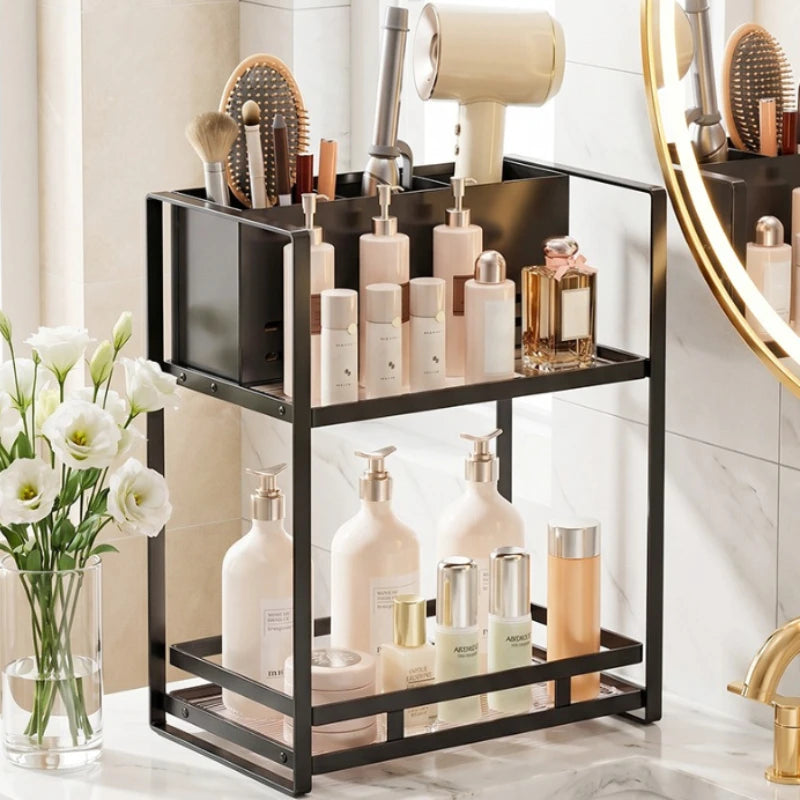 Household Hair Dryer Shelf Hair Tool Makeup Brush Storage Tube Bathroom Dresser Skin Care Product Shelf Oasis Select