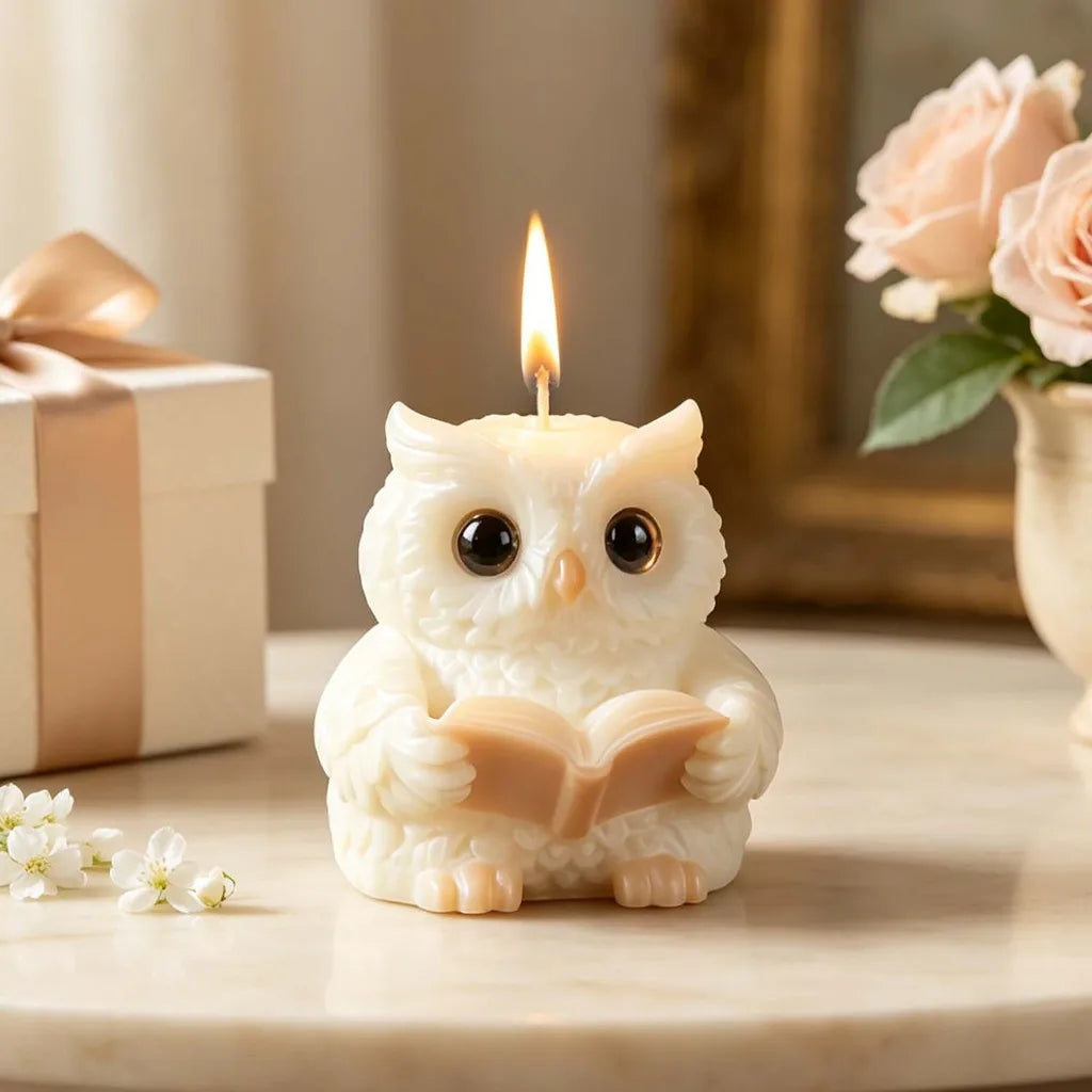 3D Cute Cartoon Reading Owl Shaped Silicone Candle Molds Aromatherapy Soap Resin Plaster Mold DIY Craft Home Decor Oasis Select