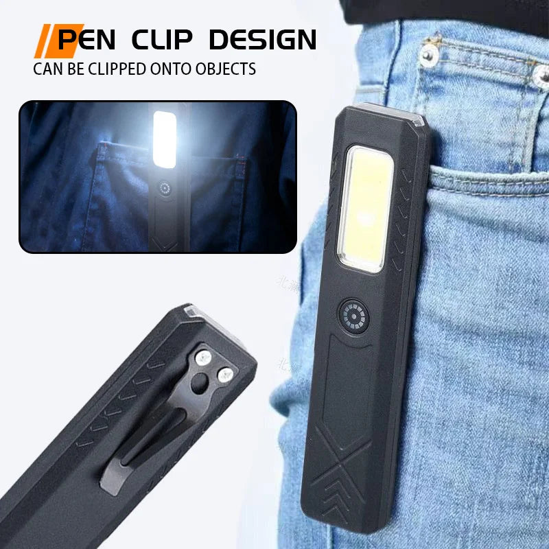 Mini COB LED Flashlight 600LM Rechargeable USB-C | Pen Clip