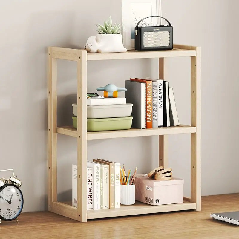 Solid Wood Multi-Layer Storage Shelf – Bookshelf & Shoe Rack