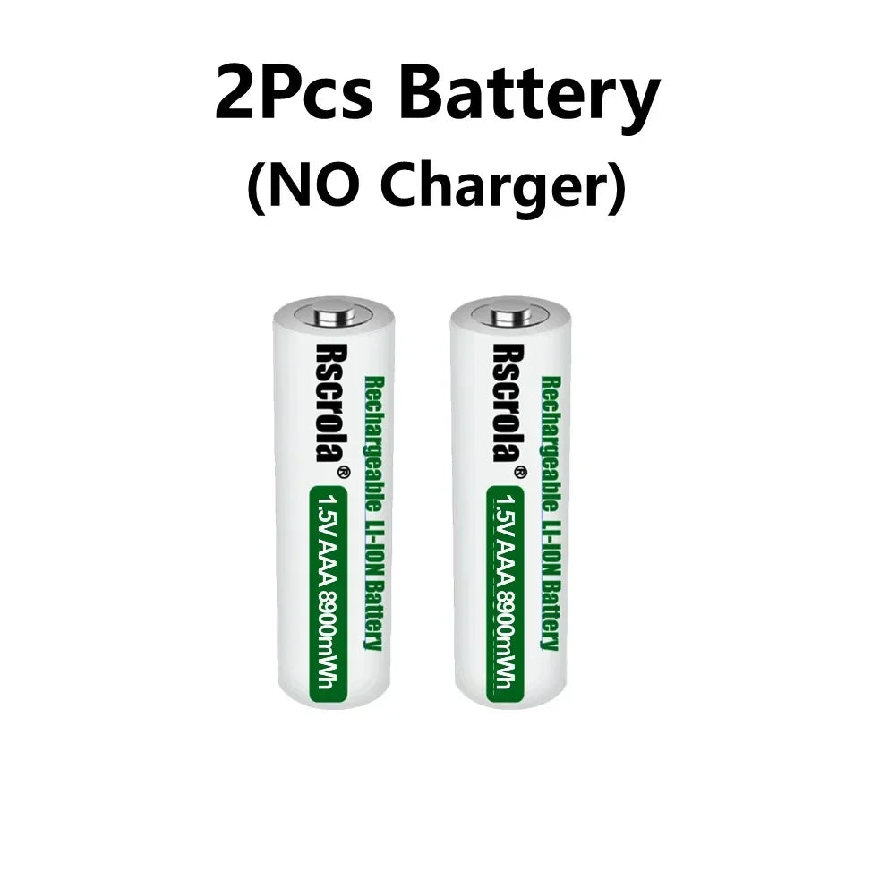 1.5V AAA8900mWh rechargeable battery New AAA lithium battery long life for Mouse Flashlight Fan Game Machine electric toy Oasis Select 2P AAA NO Charger 1.5V