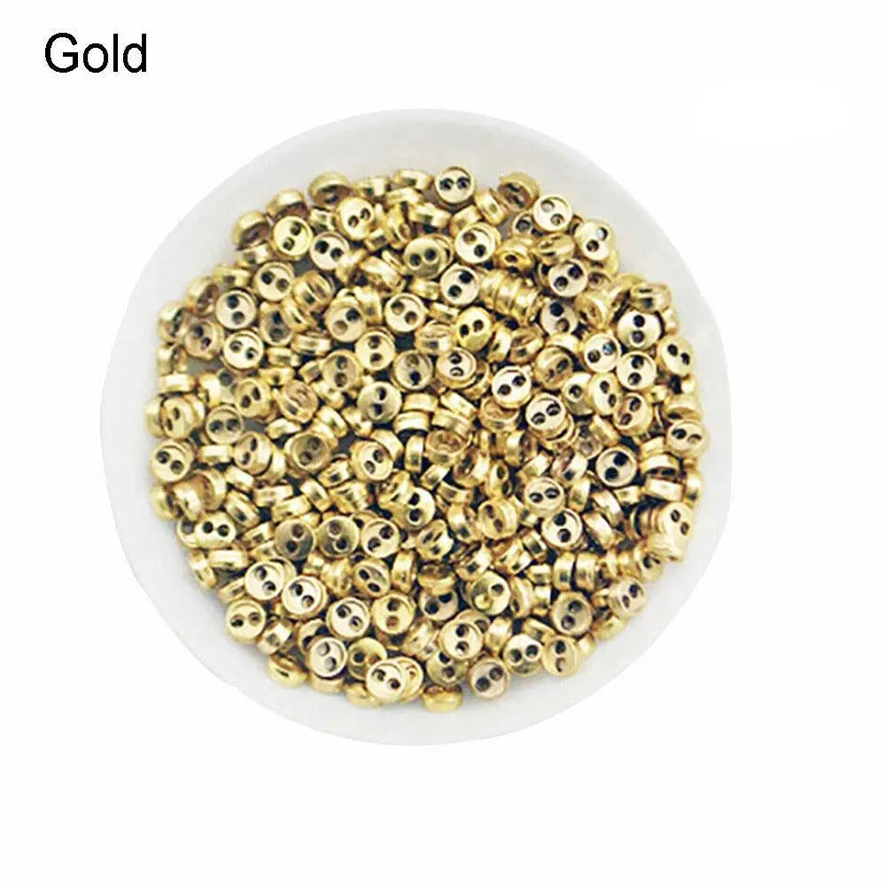 50pcs Mini Metal Sewing Buttons – Round 2-Hole, 3mm & 4mm