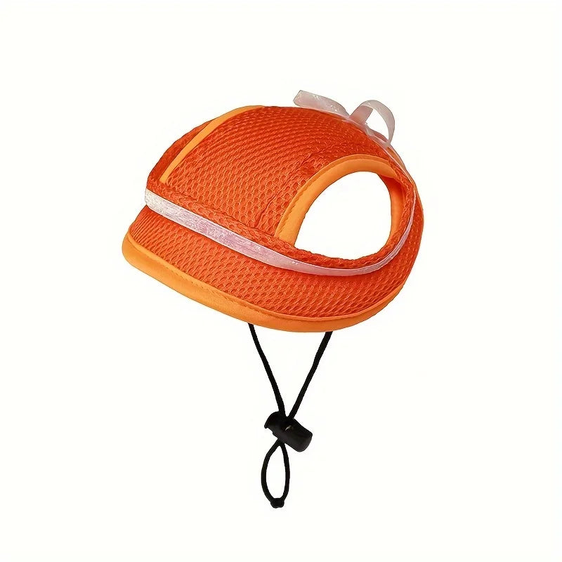 1pc Pet Sun Hat Spring Summer Uv-Protective Dog Cat Hat Bowknot Pets Outdoor Breathable Mesh Porous Outdoor Protection Cap Oasis Select Orange S