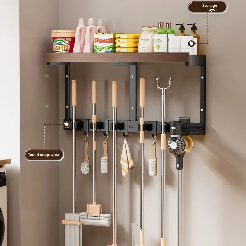 Wall-mounted broom, broom storage rack, cleaning tool rack, hook, mop finishing rack, placement rack Oasis Select