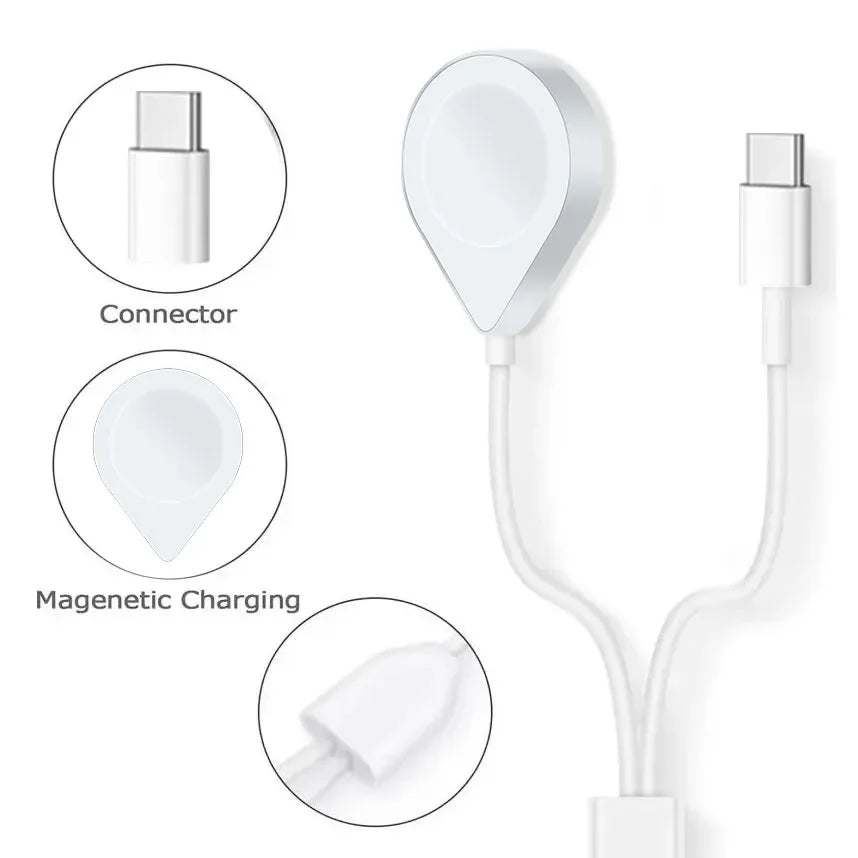 3 in 2 USB C Cable for Apple Watch Charger iPhone Charger Fast Charging Cable Compatible with iWatch Ultra/SE/9/8/7/6/5/4/3/2/1 Oasis Select