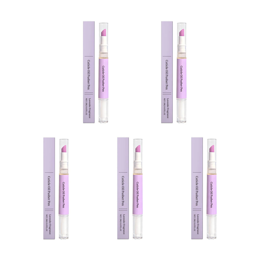 2-in-1 Cuticle Oil Pusher Pen | Lavender Nail Care Tool Cuticle Care Pen Oasis Select 5Pcs