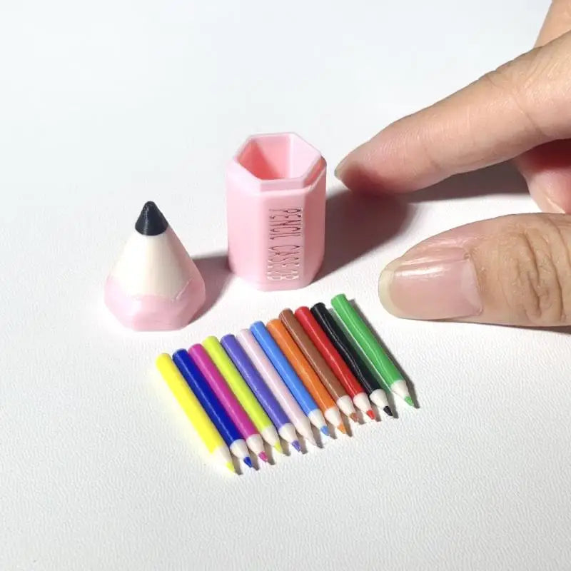 10/12Pcs Kid Pretend Play Toy Dollhouse Miniature Colored Pen Mini Pencil School Supplies Model Doll House Accessories Oasis Select A4