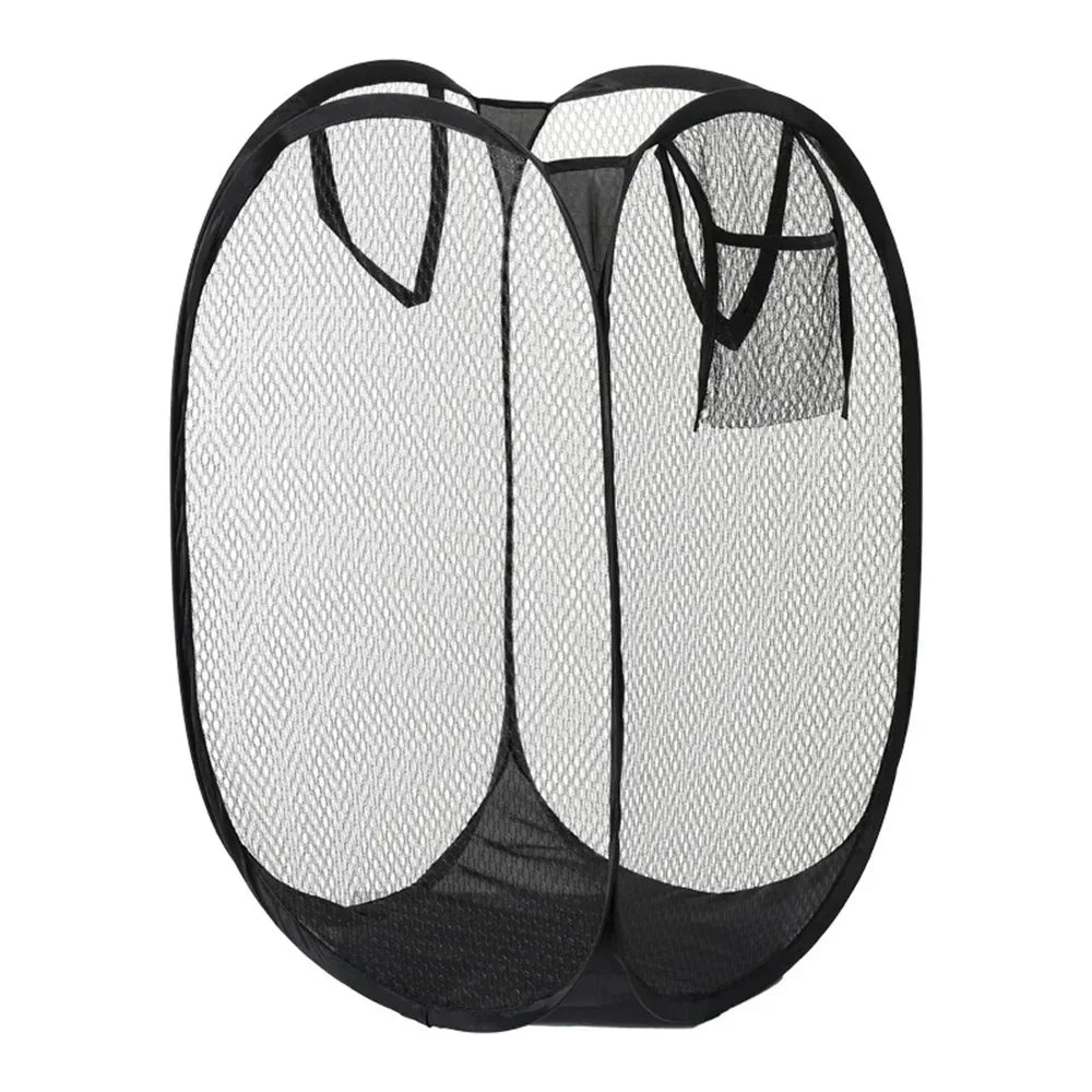 Dirty Clothes Basket Skeleton Ventilated Foldable Easy Storage Portable Large Capacity Clothes Basket Oasis Select Black