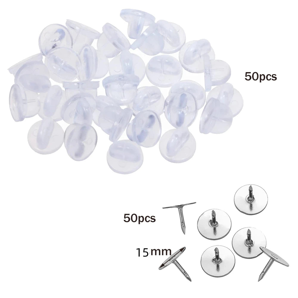 100pcs PVC Rubber Pin Backs Heliltd Butterfly Clutch Tie Tacks Blank for DIY Uniform Badges Holder Clasp Lapel Pin Enamel Pins Oasis Select